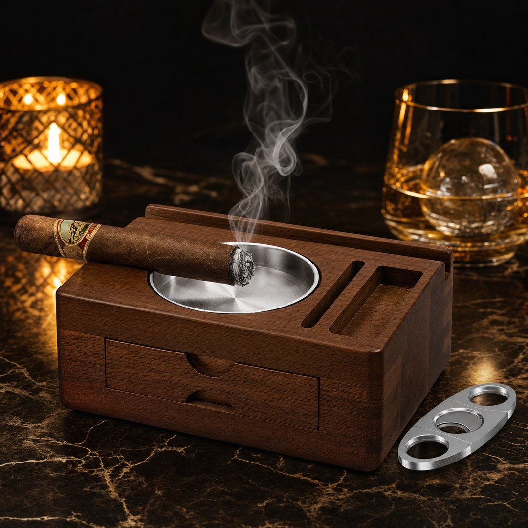 The Command Center Wooden Cigar Ashtray - Fluid And Fire