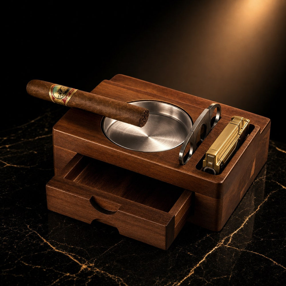 The Command Center Wooden Cigar Ashtray - Fluid And Fire