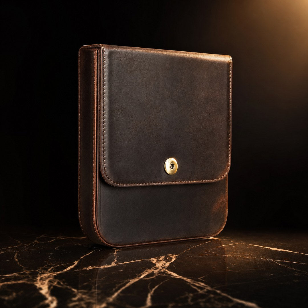 The Custode: Genuine Leather Cigar Travel Case - Fluid And Fire