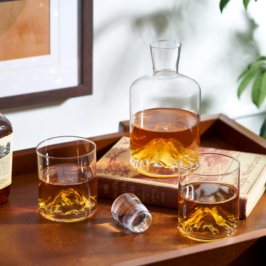 Mountain Crystal Decanter and Tumbler Set - Fluid And Fire
