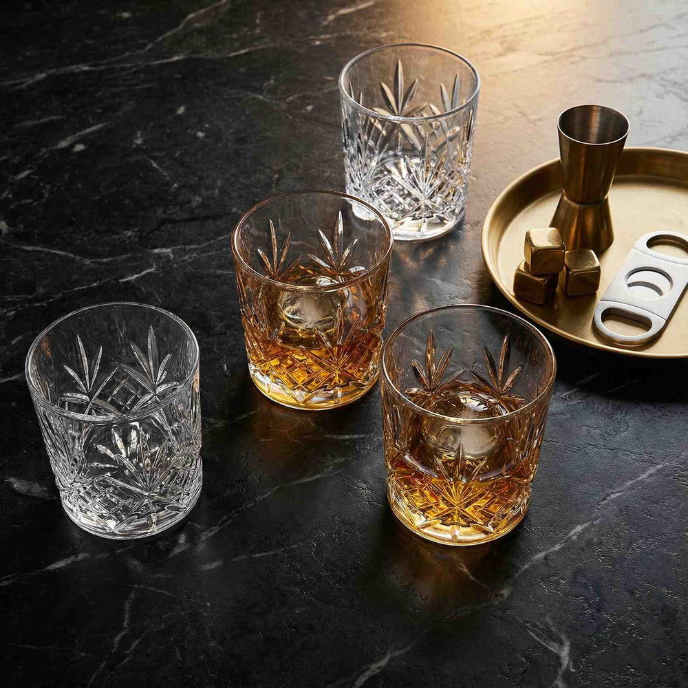 The Starburst Diamond Cut Whiskey Glass — A Classic Reimagined (Set of 4)