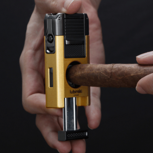 Dual Torch Lighter Set with Cigar Cutter & Punch - Butane Powered