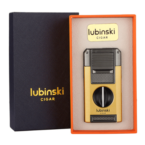 Dual Torch Lighter Set with Cigar Cutter & Punch - Butane Powered