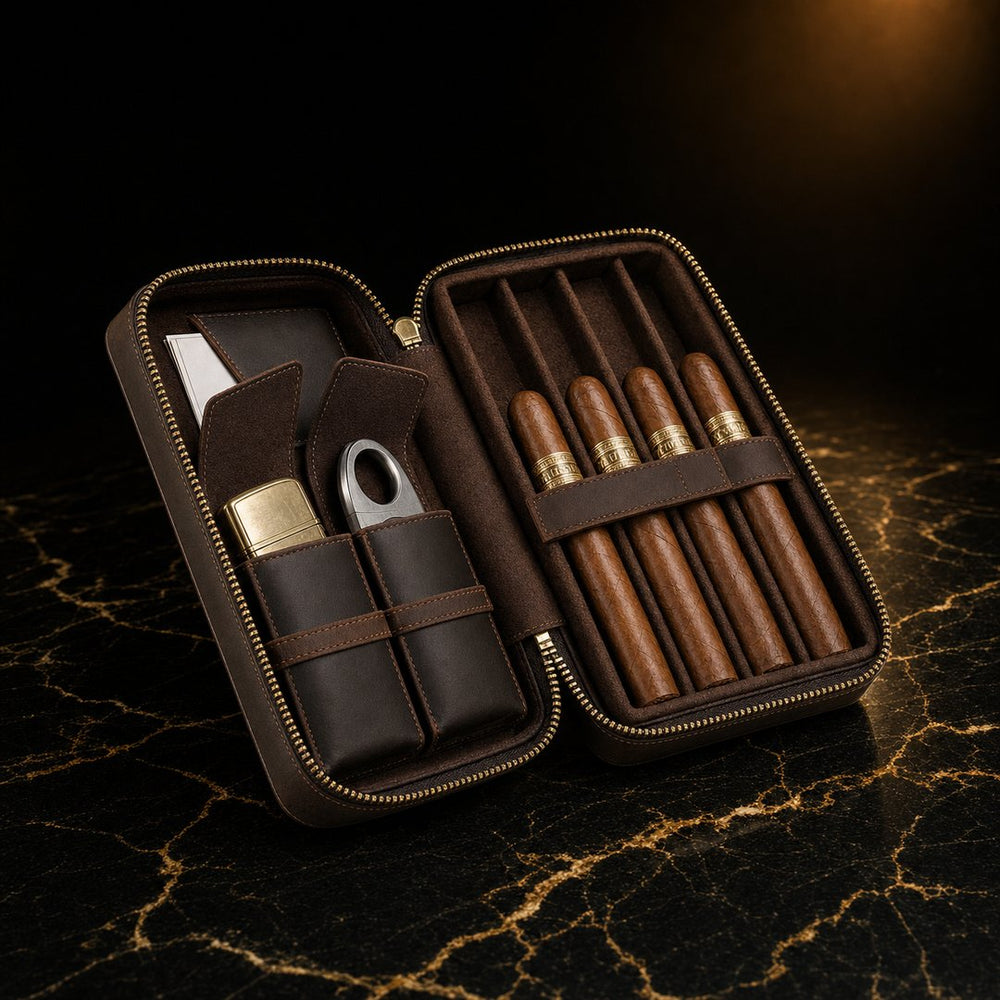 The Esecutivo: Leather Cigar Travel Case