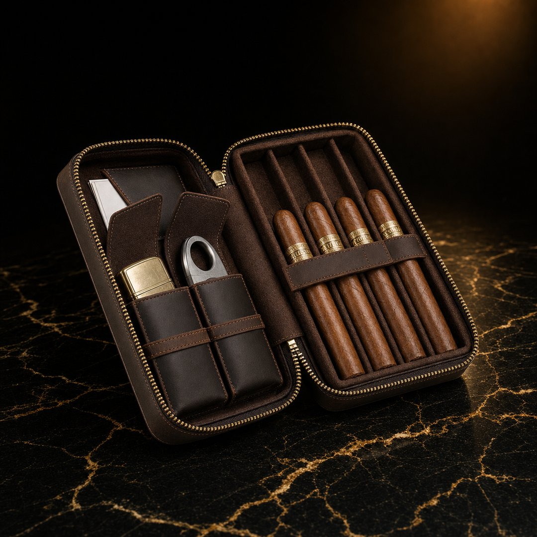 The Esecutivo: Leather Cigar Travel Case