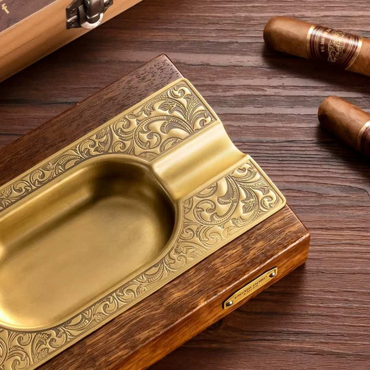 The Heritage: Solid Wood & Bronze Cigar Ashtray