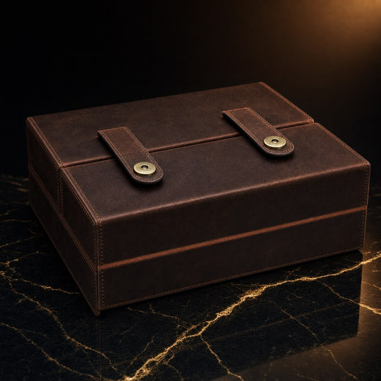 The Fortress: 7-Tube Leather Travel Humidor