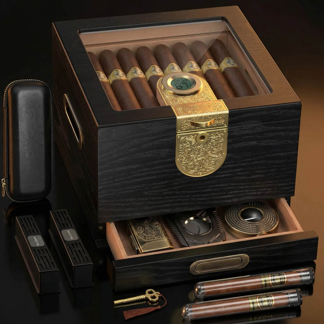 The Founder's Kit Humidor Gift Set (40-50 Cigar Capacity)