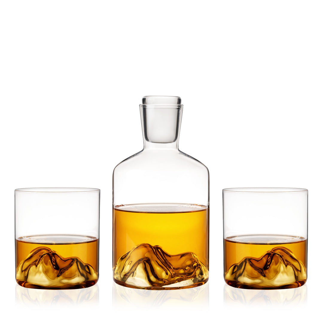 Mountain Crystal Decanter and Tumbler Set - Fluid And Fire