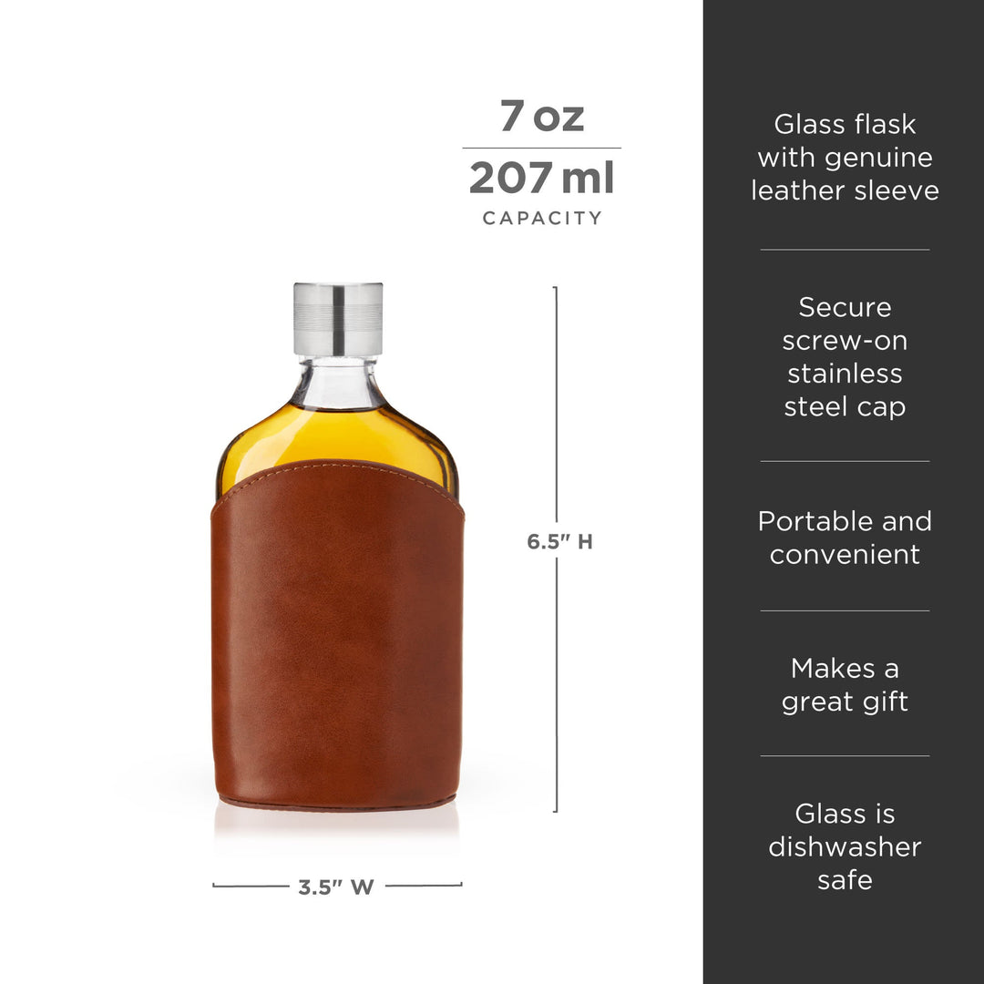 Parker Leather-Wrapped Glass Flask - Fluid And Fire
