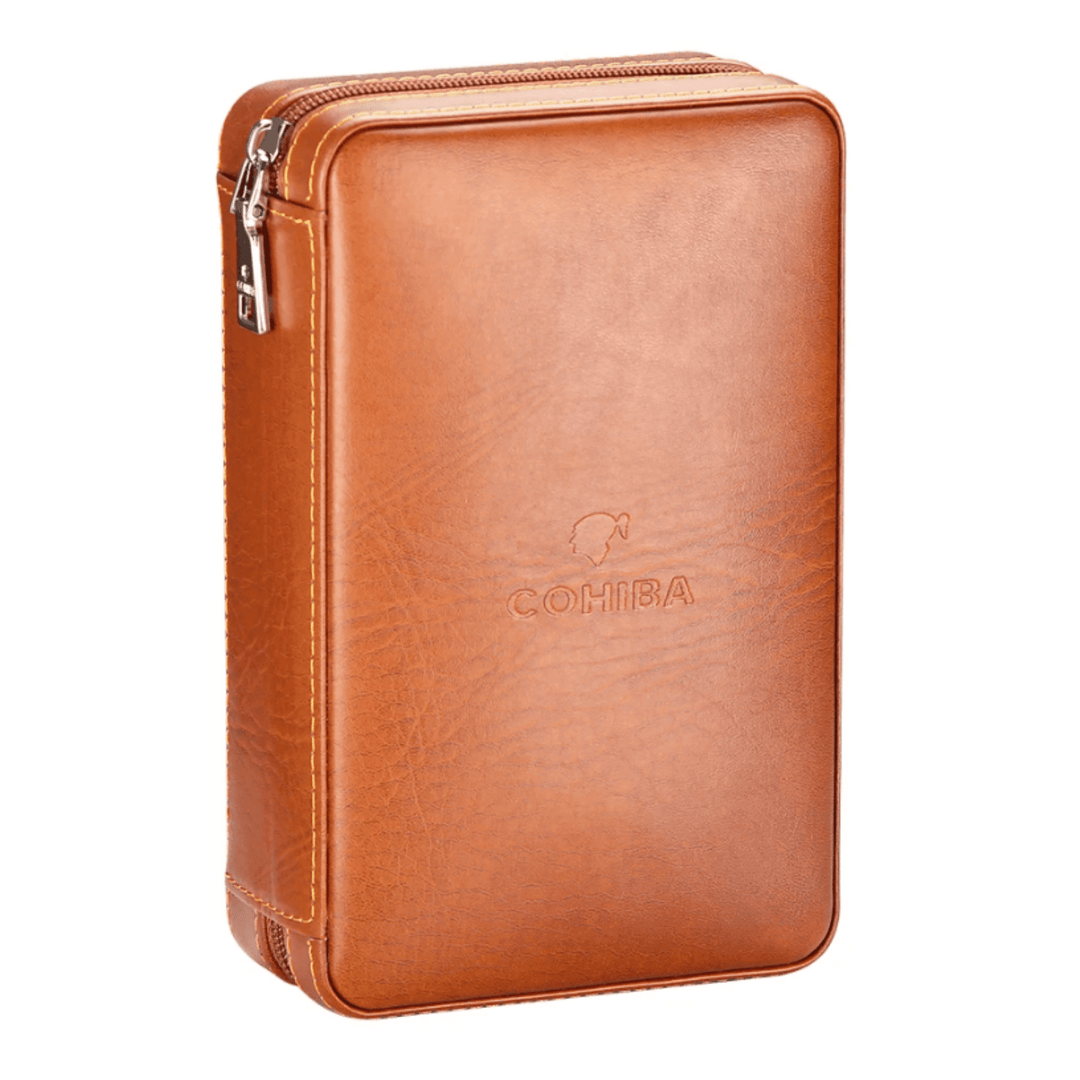 Luxury On-the-Go: Leather-Bound Portable Case And Humidor With Lighter and Cutter Ensemble! - Fluid And Fire