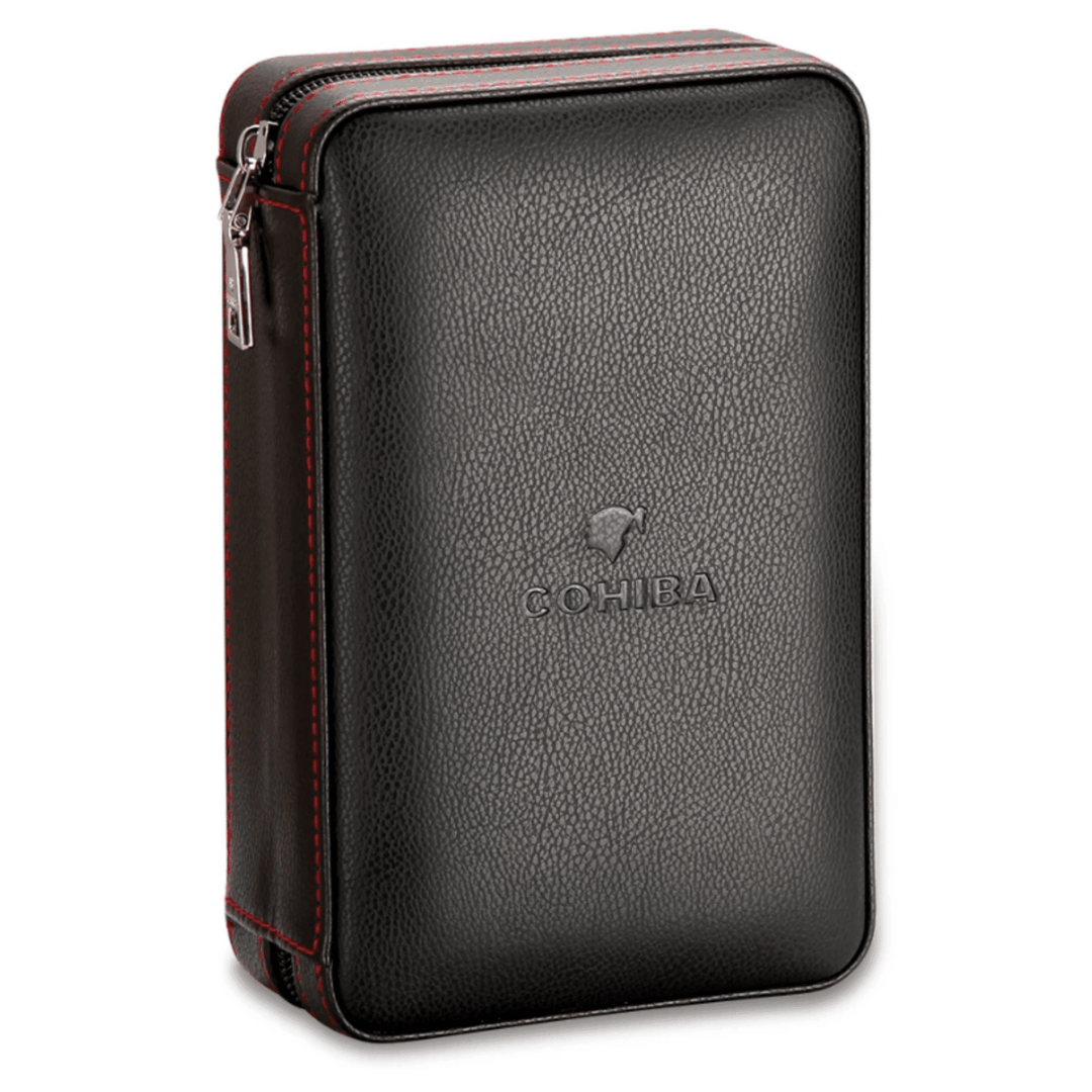 Luxury On-the-Go: Leather-Bound Portable Case And Humidor With Lighter and Cutter Ensemble! - Fluid And Fire