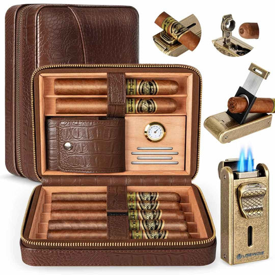 The Nomad Reserve – Cedar Travel Humidor & Windproof Torch