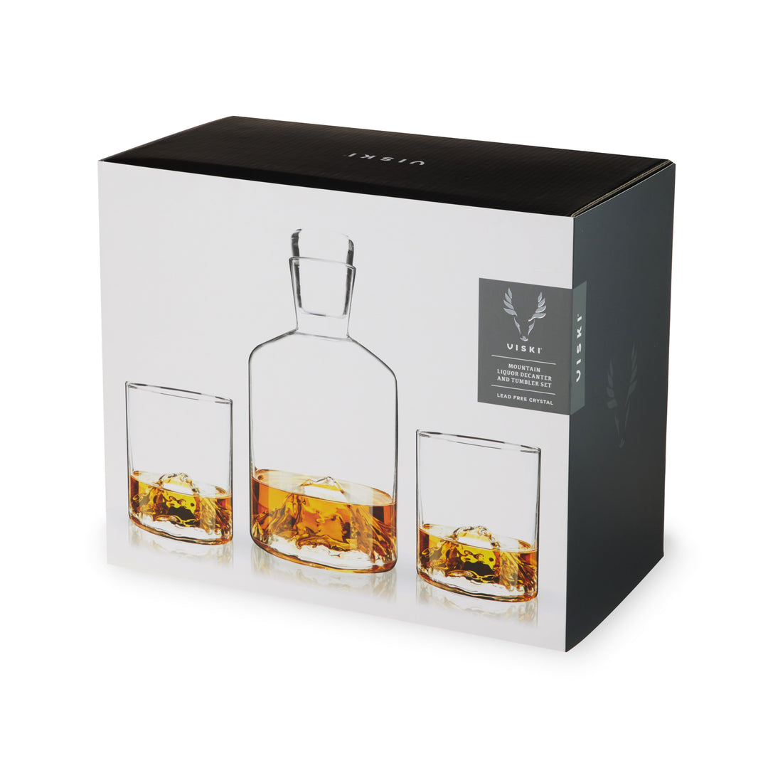 Mountain Crystal Decanter and Tumbler Set - Fluid And Fire