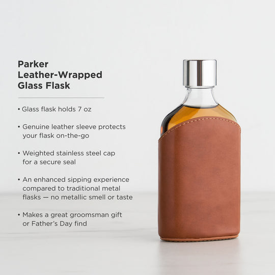Parker Leather-Wrapped Glass Flask - Fluid And Fire