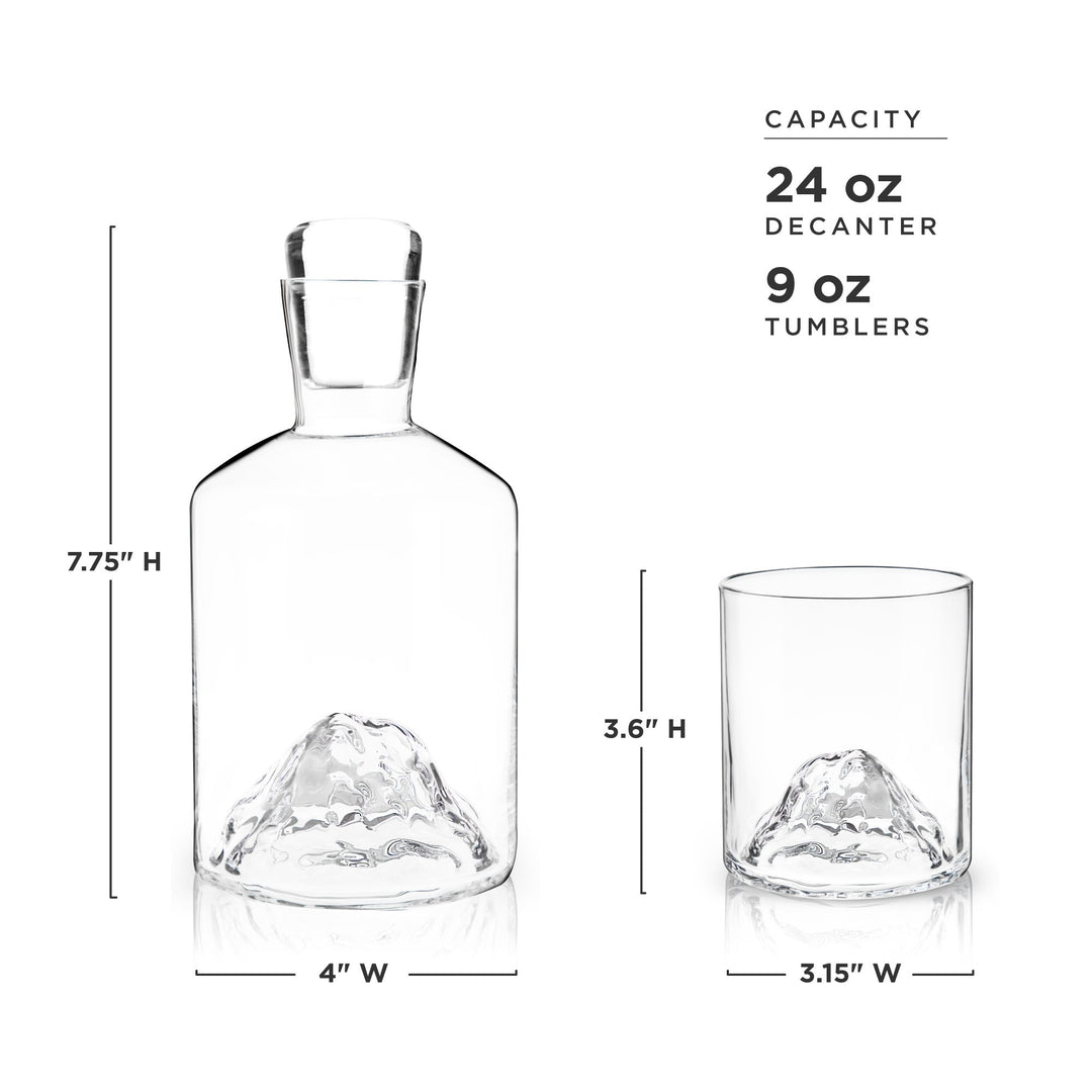 Mountain Crystal Decanter and Tumbler Set - Fluid And Fire