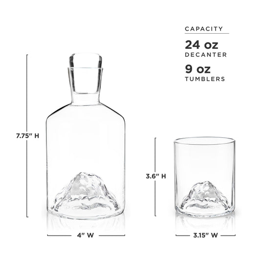 Mountain Crystal Decanter and Tumbler Set - Fluid And Fire