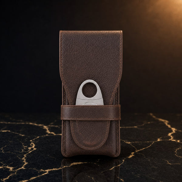 The Protector: 3-Finger Genuine Leather Cigar Case