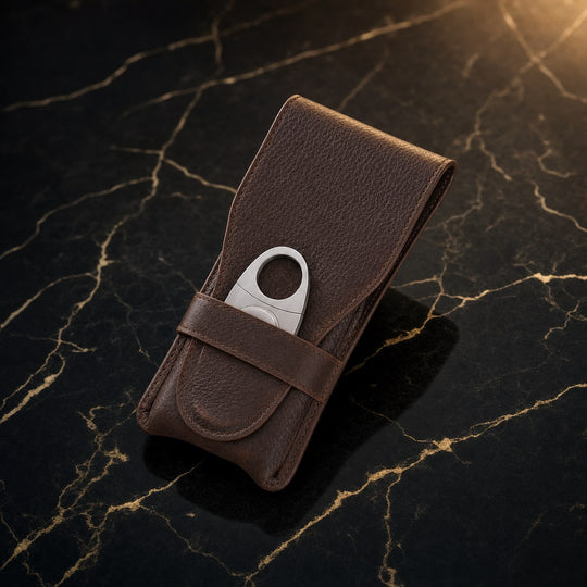 The Protector: 3-Finger Genuine Leather Cigar Case - Fluid And Fire