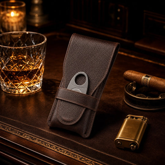 The Protector: 3-Finger Genuine Leather Cigar Case - Fluid And Fire