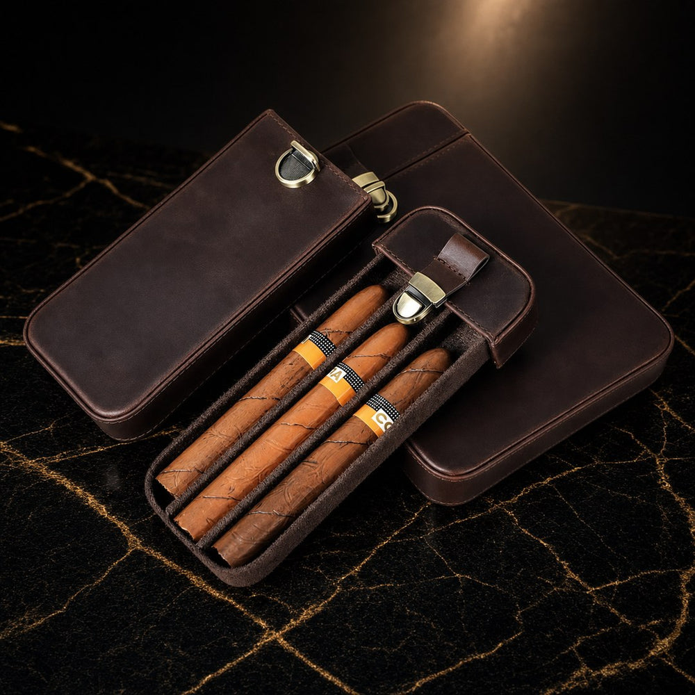 The Rifugio: Vintage Leather Cigar Holster (3-Slot)