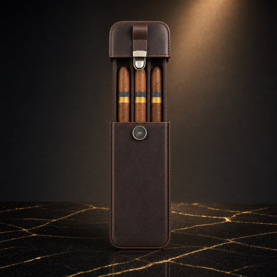 The Rifugio: Vintage Leather Cigar Holster (3-Slot)