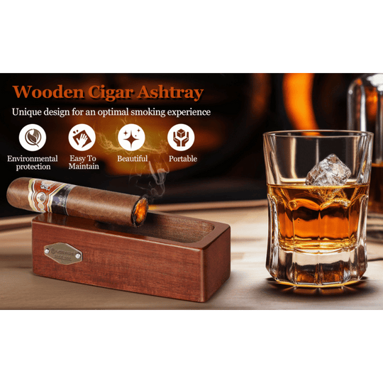 Elegant Handcrafted Wooden Cigar Ashtray