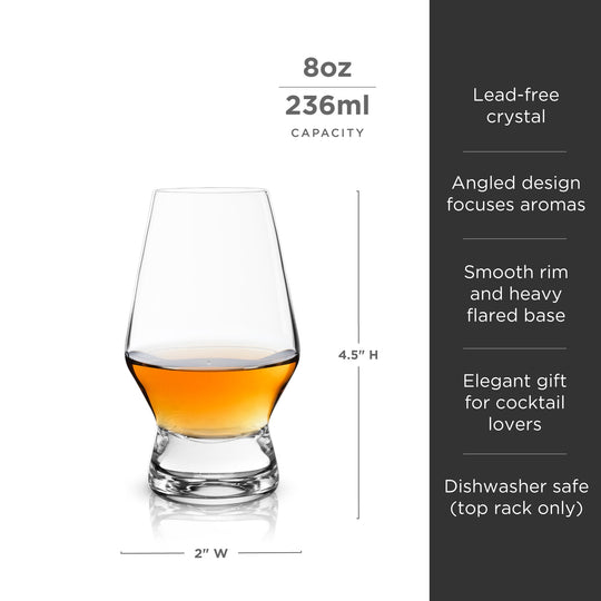 Raye Heavy Base Crystal Whiskey Tasting Glasses Set of 2 - Fluid And Fire