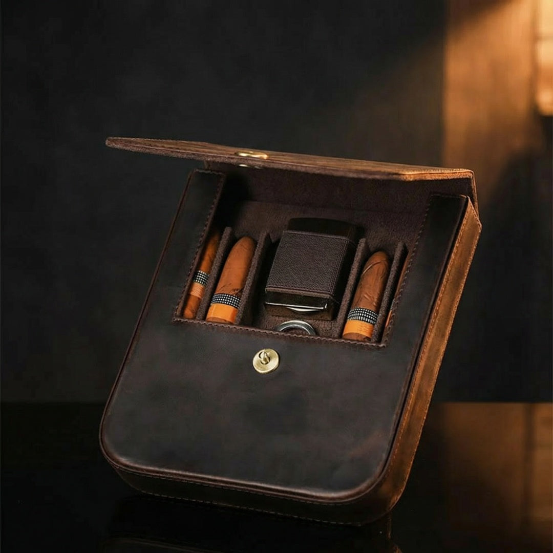 The Journeyman Leather Cigar Travel Case