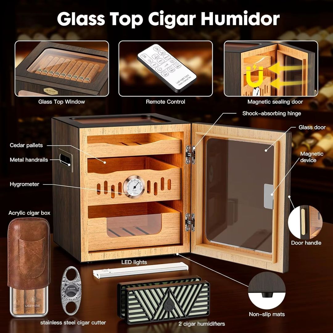 The Luminary: LED-Lit Cigar Humidor Cabinet
