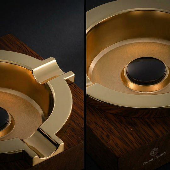 The Monolith: Merbau Wood & Gilded Cigar Ashtray