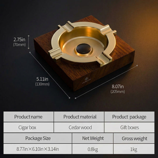 The Monolith: Merbau Wood & Gilded Cigar Ashtray