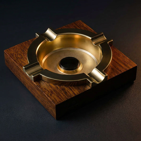 The Monolith: Merbau Wood & Gilded Cigar Ashtray