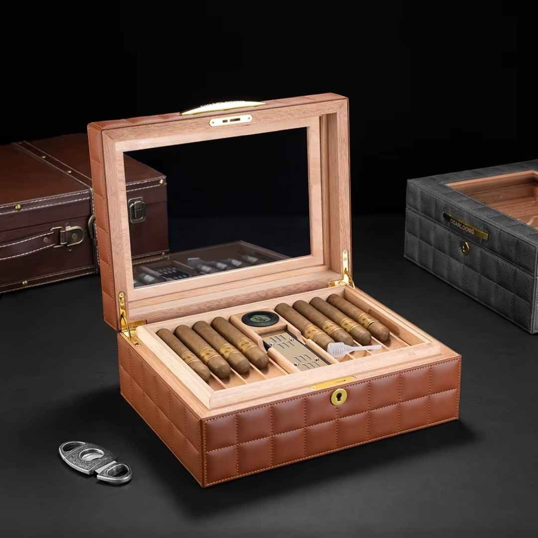 The Garrison Leather Desktop Humidor