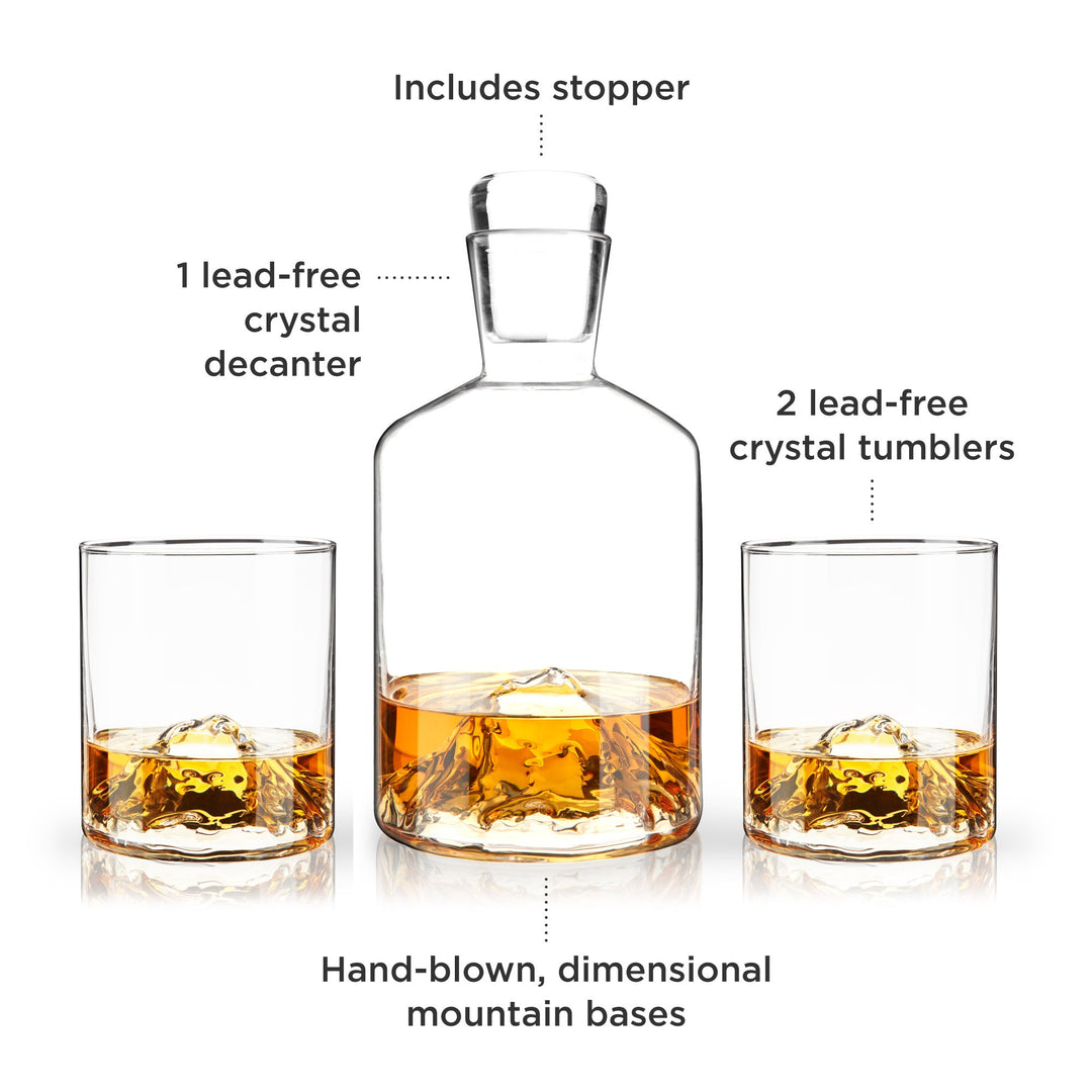 Mountain Crystal Decanter and Tumbler Set - Fluid And Fire