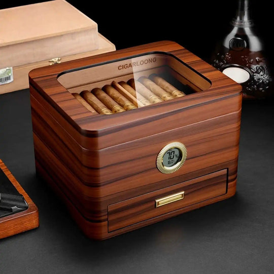 Solaro 65 – Cedar Wood Humidor with Electronic Hygrometer & Skylight
