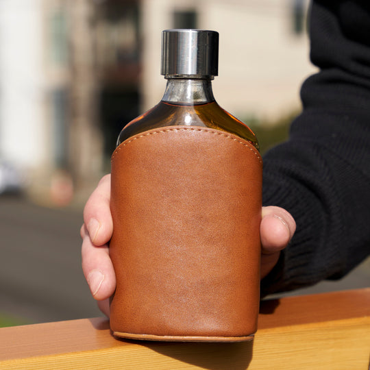 Parker Leather-Wrapped Glass Flask - Fluid And Fire