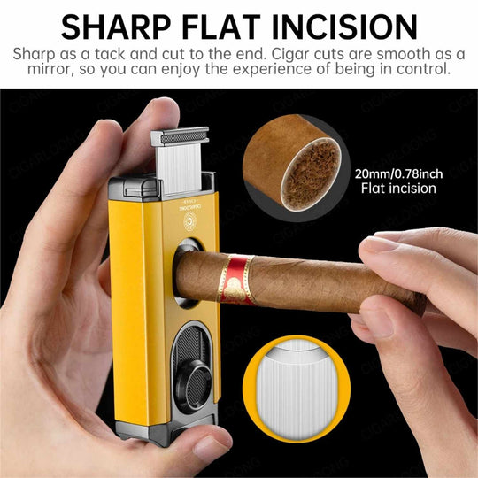 Valor 3-in-1 Torch Lighter – Triple Flame with Integrated V-Cutter & Holder