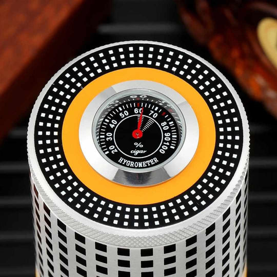 Hygrometer-Enhanced Metal Cigar Case: A Touch of Luxury - Fluid And Fire