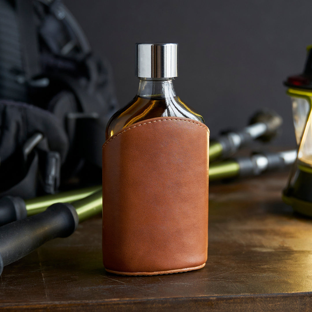 Parker Leather-Wrapped Glass Flask - Fluid And Fire