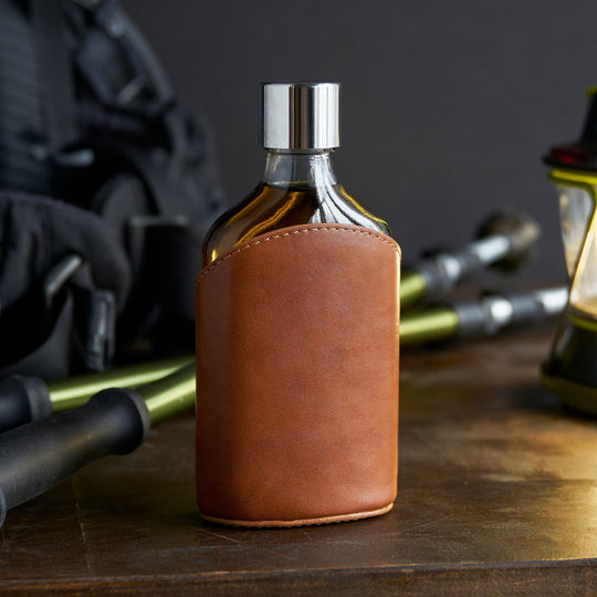 Parker Leather-Wrapped Glass Flask - Fluid And Fire